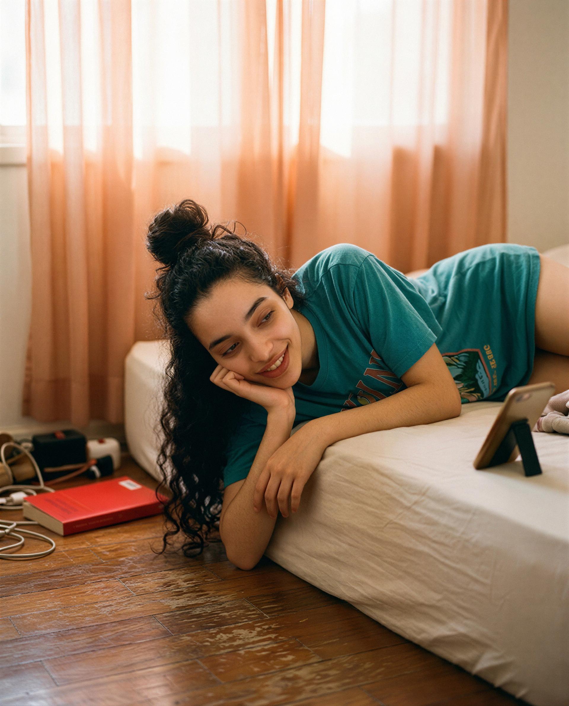 Phone propped, heart open—come make this lazy afternoon one I’ll remember forever 😘, by Patricia Carvalho