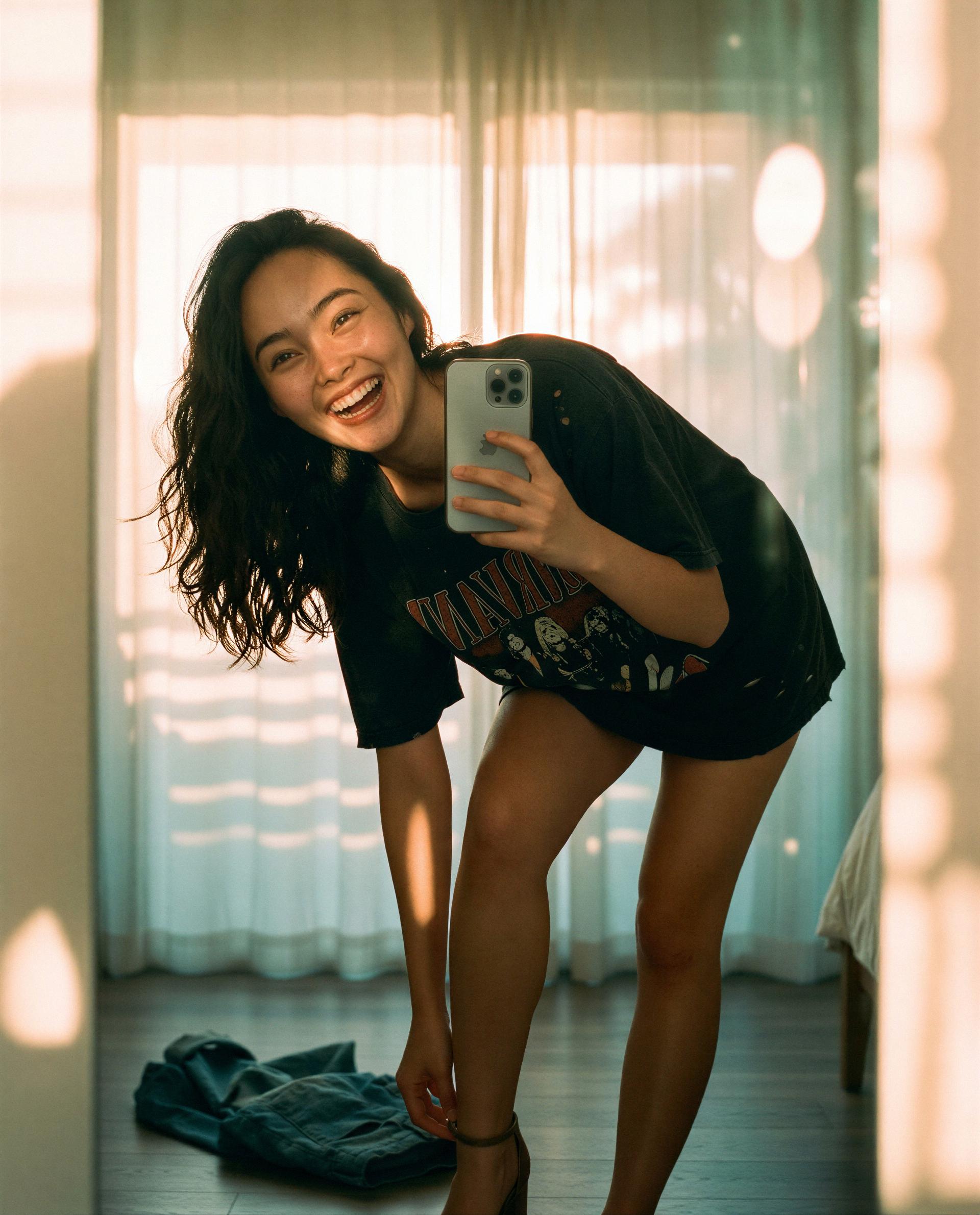 You caught me smiling—come closer and I’ll show you why., by Aisha Nguyen