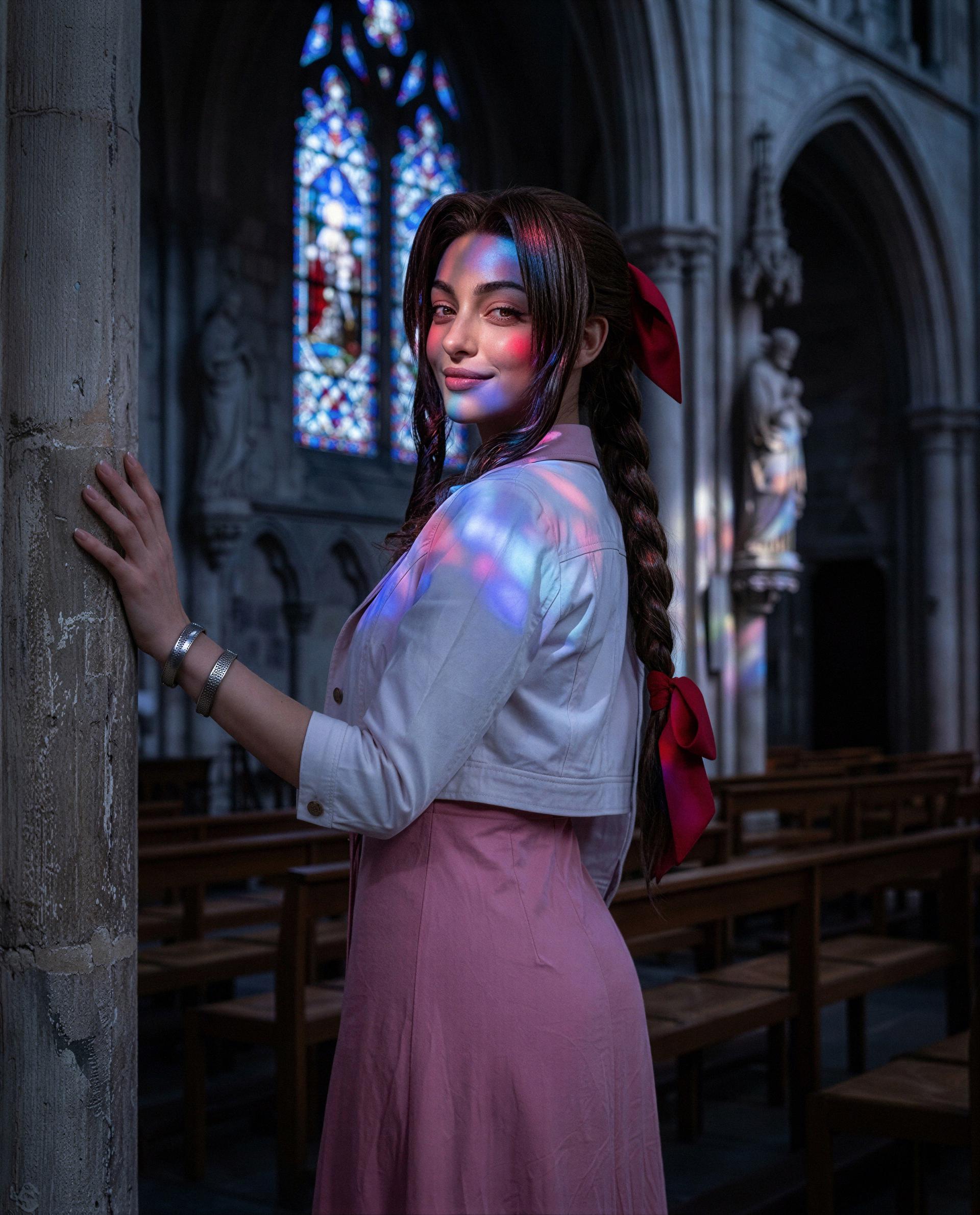 Stained-glass halo, cheeky grin - come kneel and I’ll show you my favorite sin 😉💕, by Layla Khalid