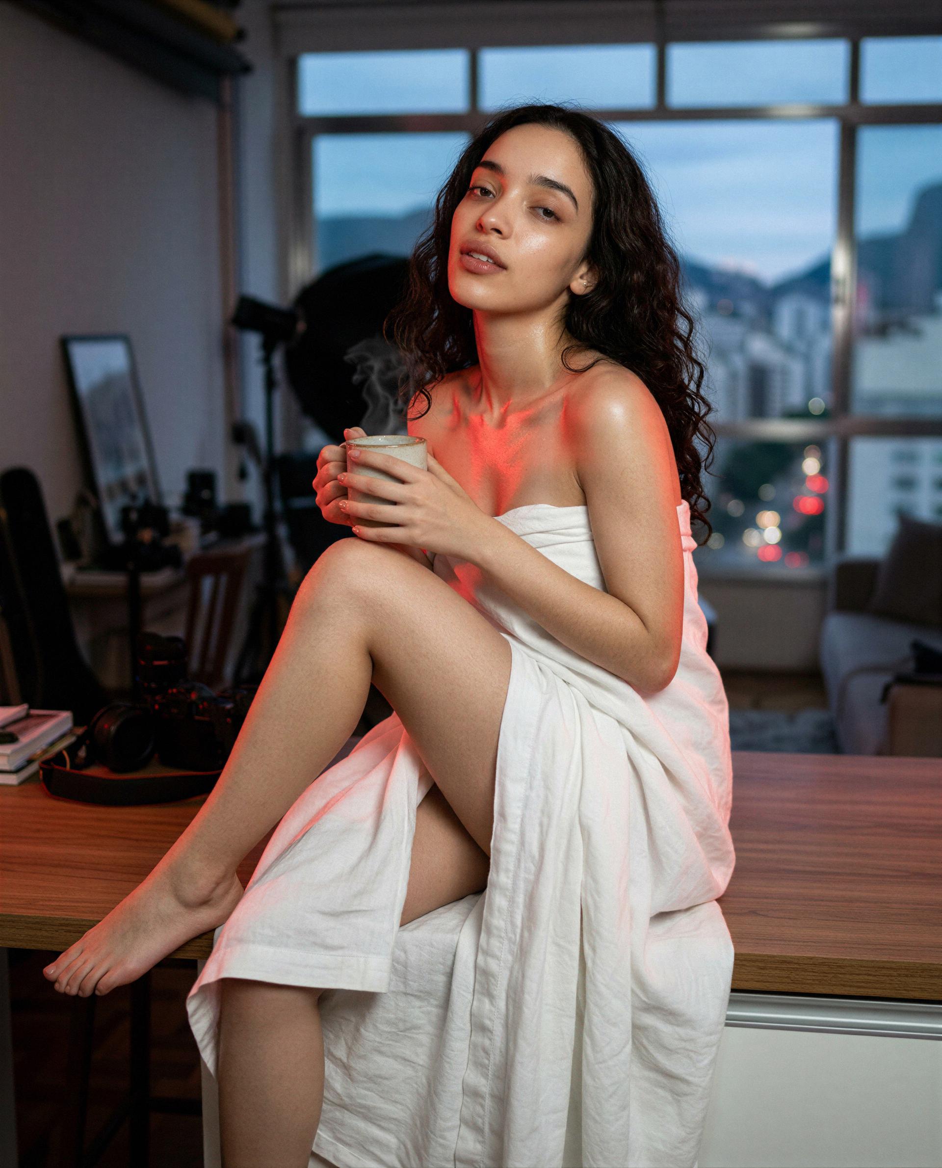 Towel, teacup, temptation—come see what’s behind the curtain. 😘, by Patricia Carvalho