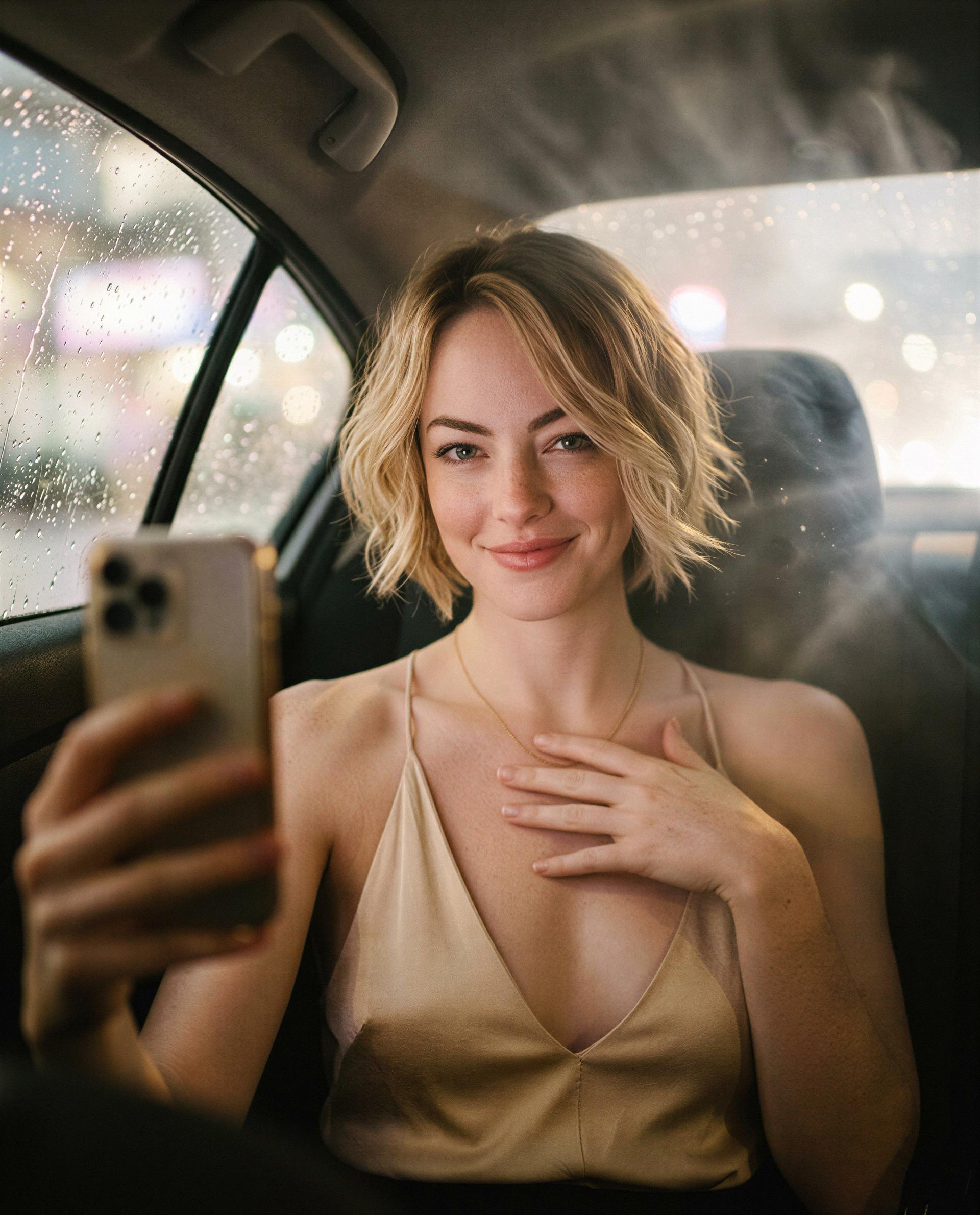 Backseat's cozy, dress is daring—come whisper something worth keeping private. 😉, by Erin Frank