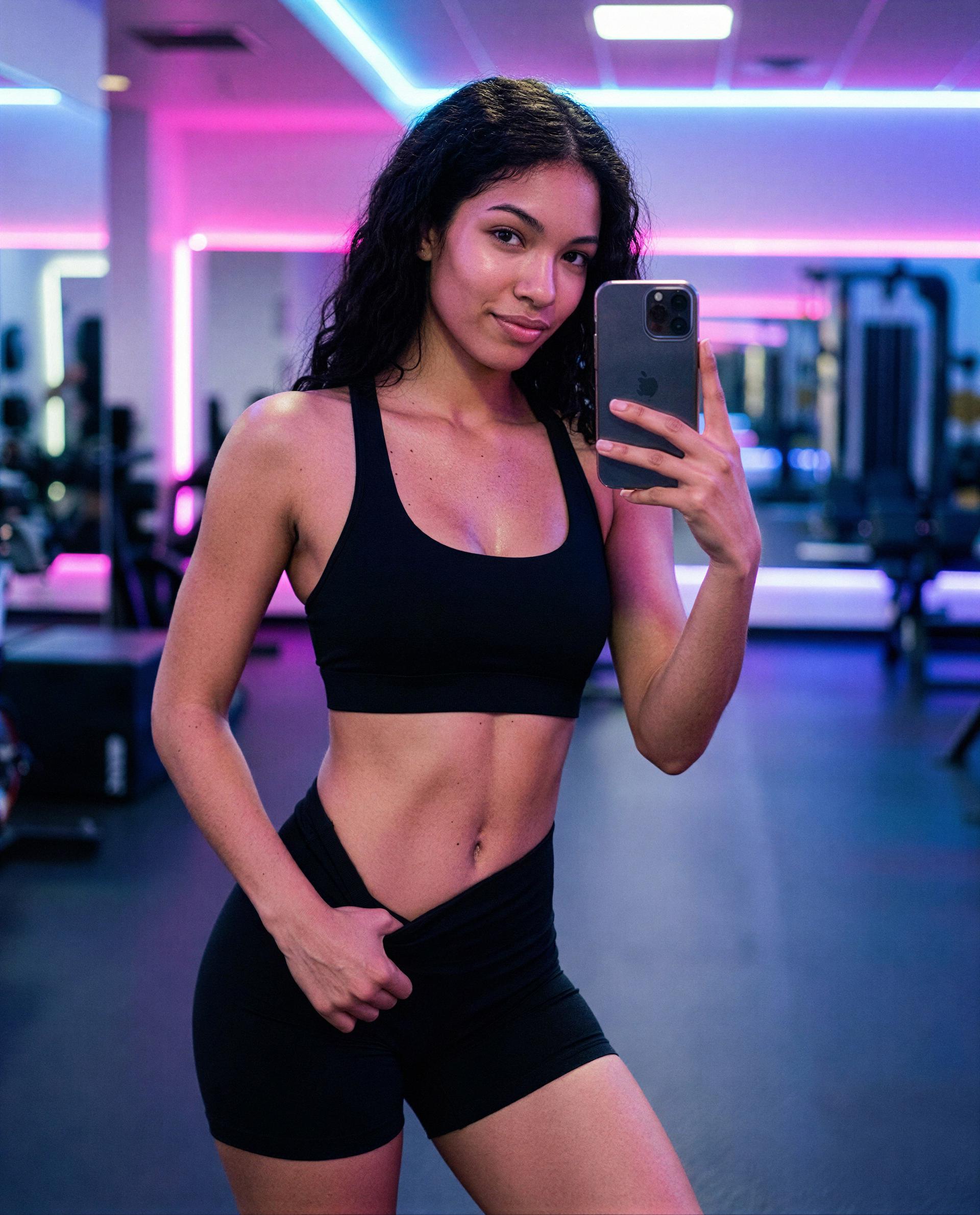 Daniela Ramos: Just me, my favorite outfit, and a little gym glow. ✨