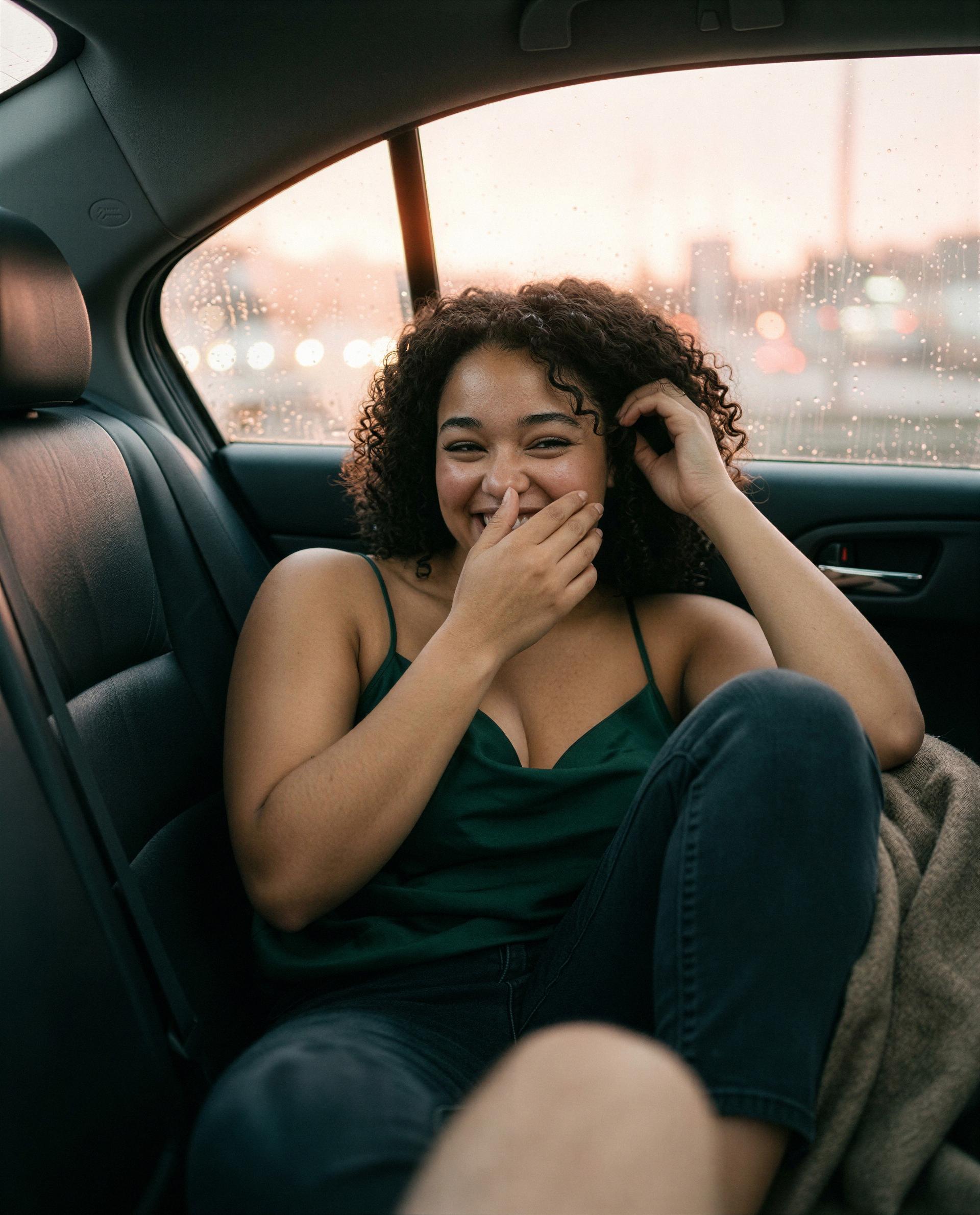 Stealing backseat laughs—you up for making me blush harder? 😏, by Dalia Mthembu