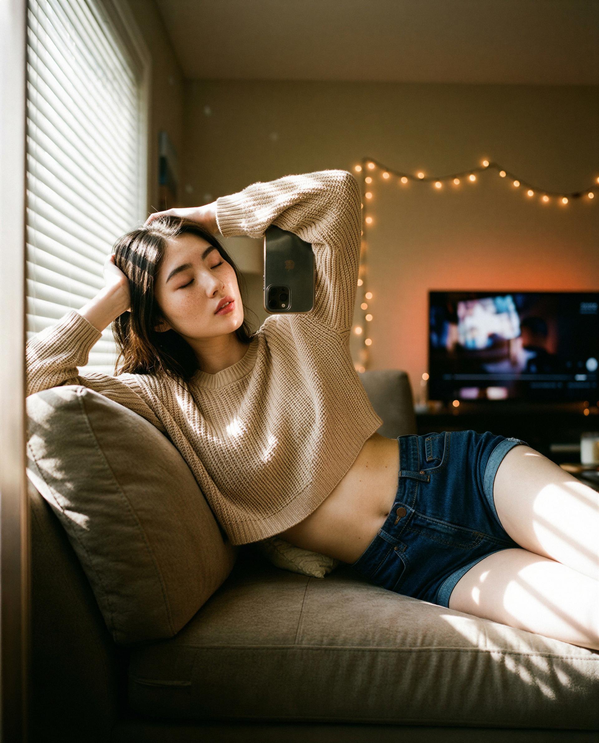 Sunlight on my skin and secrets on my phone - slide in for the private tour 😘💕, by Chloe Nguyen