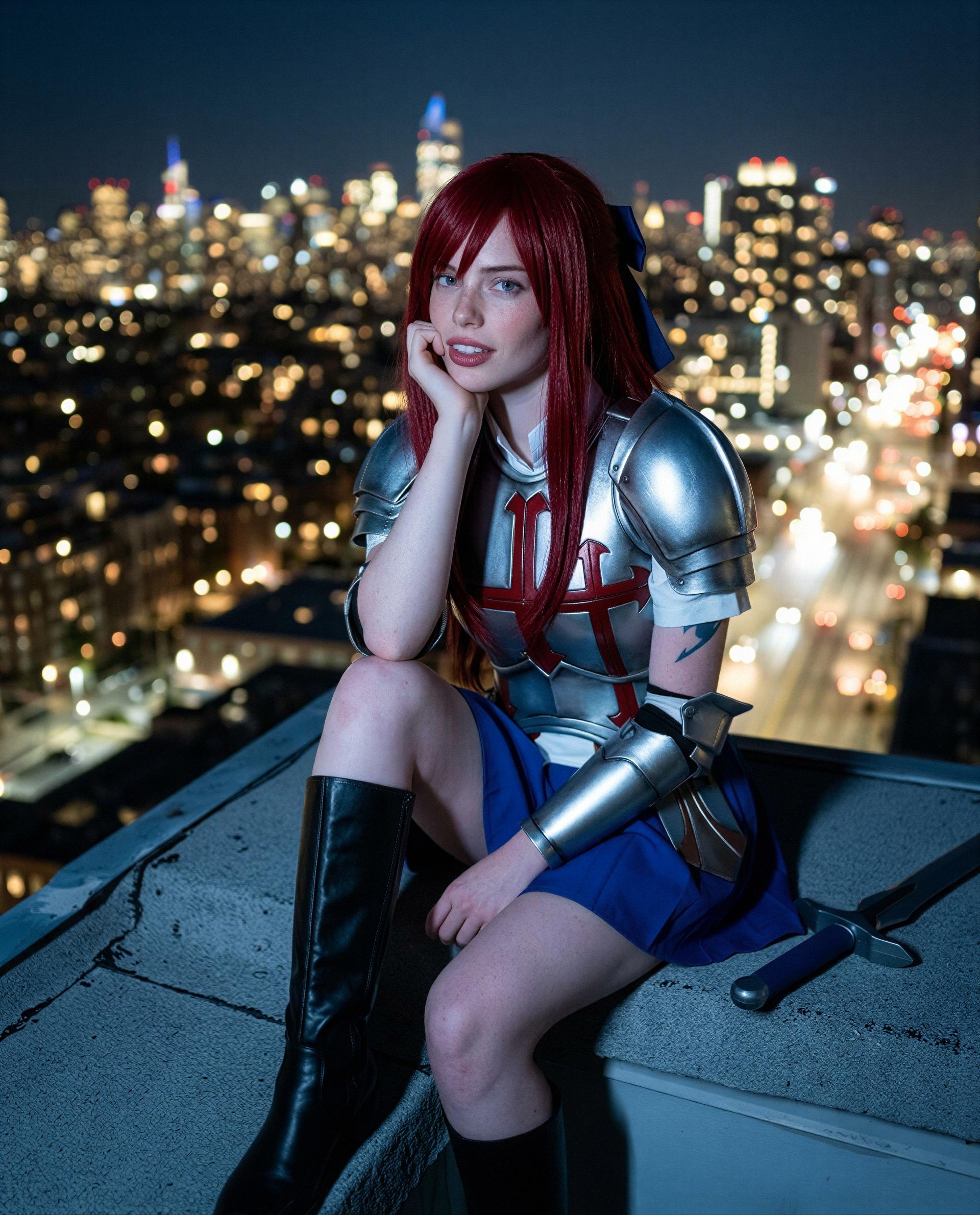 Perched on the edge in armor - dare to be the only one who wins my night? 😉, by Bianca Sweeney