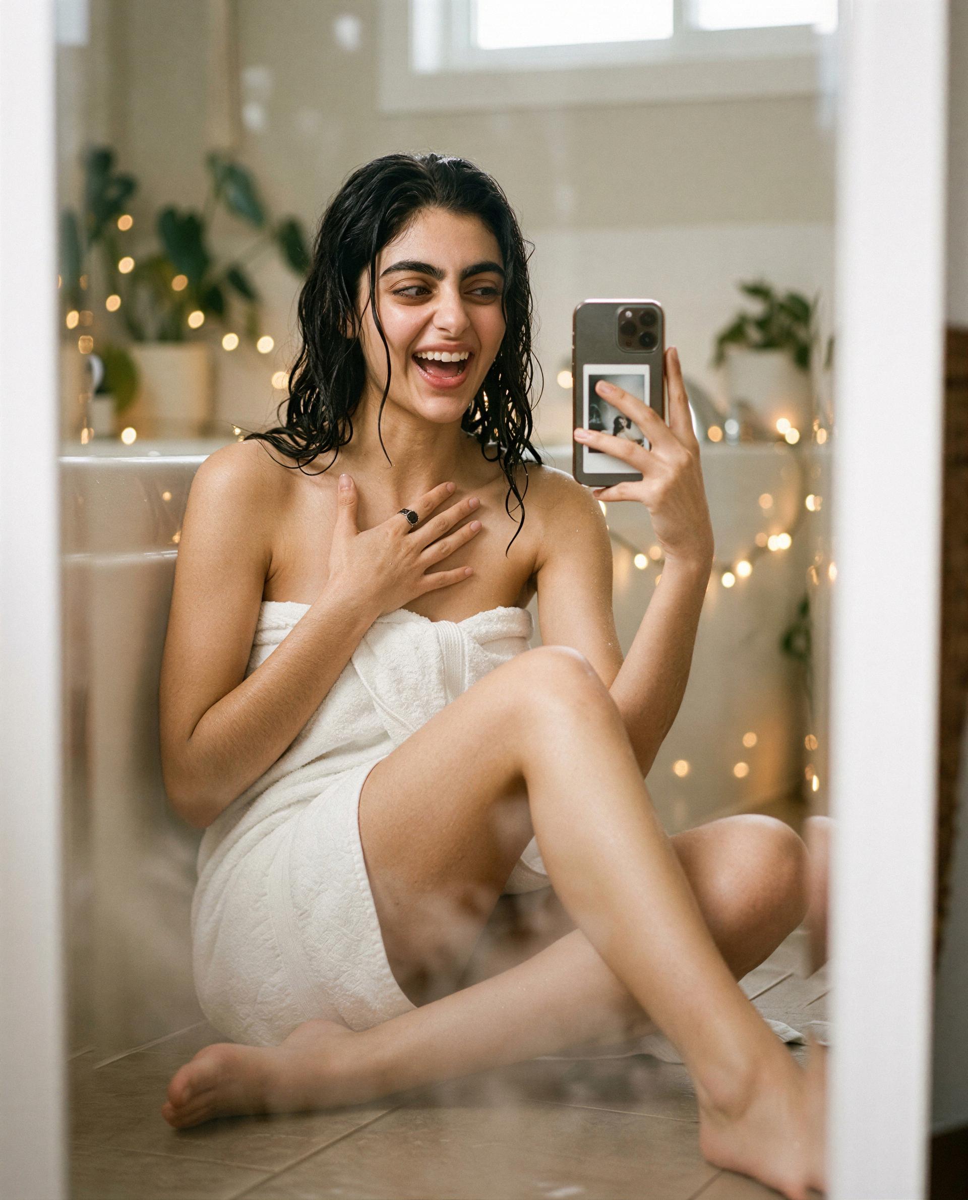 Fresh from the bath and feeling mischievous - subscribe and I’ll show you the private sequel tonight 😘, by Hana Gal