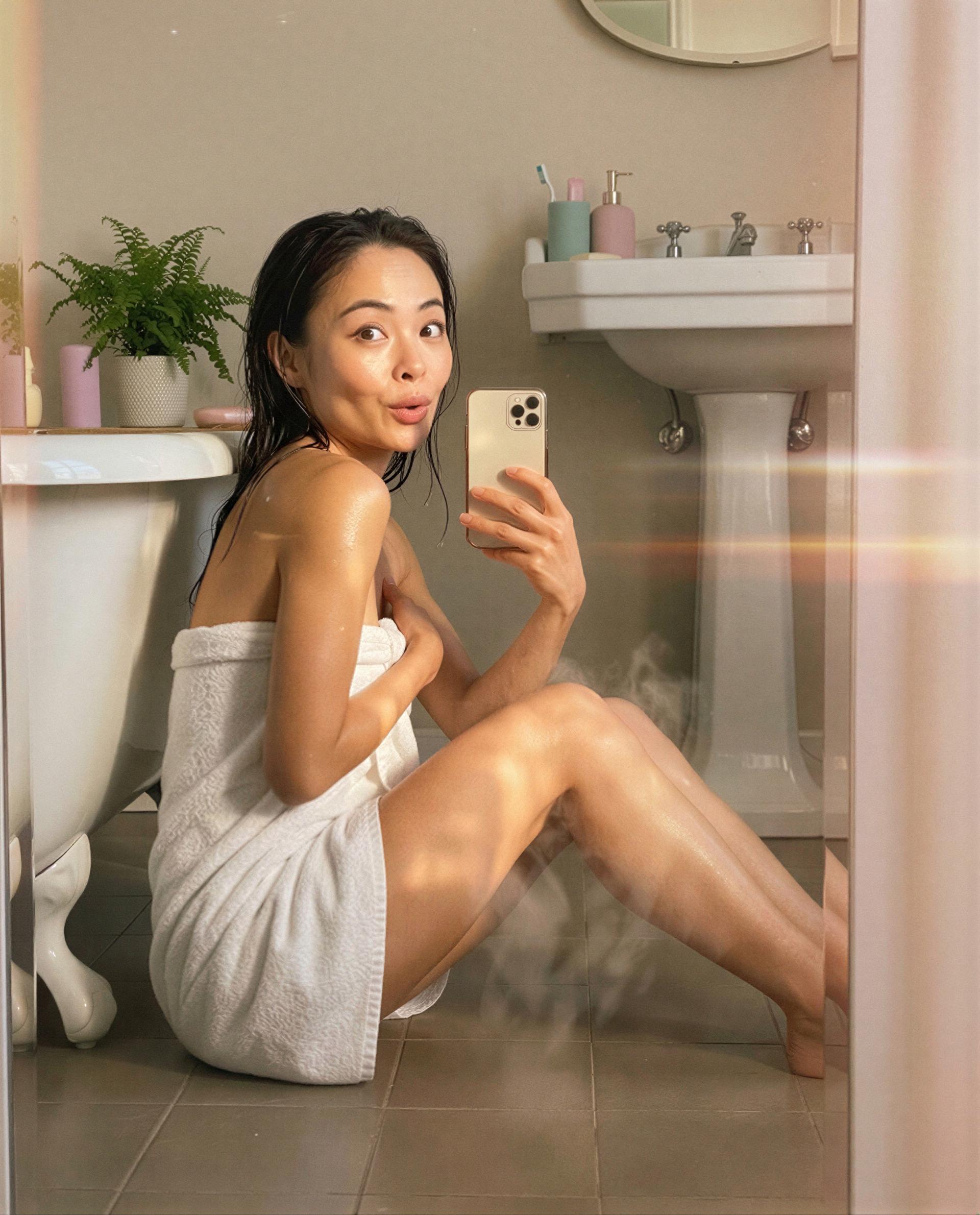 Fresh out the tub and saving the warmest spot just for you—come claim it, babe 😘, by Tara Das